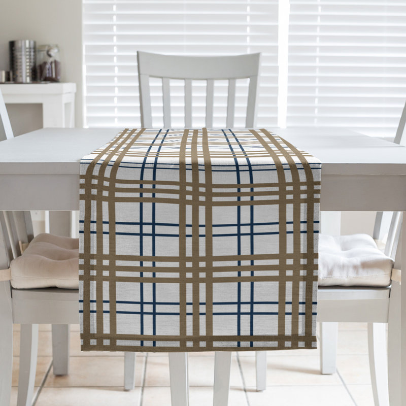 Chemin de table en polyester payant, L 72 po x l 16 po, Bleu millénaire / or nouveau siècle