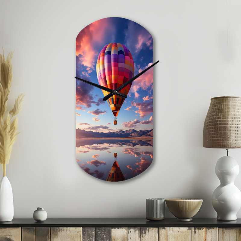 Horloge murale orange en forme de ballon à air chaud orange Horizon IV, Petit