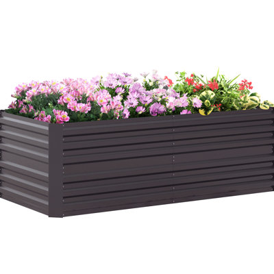 Ensemble de lit surélevé gris foncé 6 pi x 3 pi 2 po Pot de fleurs en métal résilient pour les légumes, les fleurs et les herbes. Installation de jardin galvanisé renforcée, à fond ouvert et spacieuse, 6 pi x 3 pi x 2 pi, gris. Fleurs,