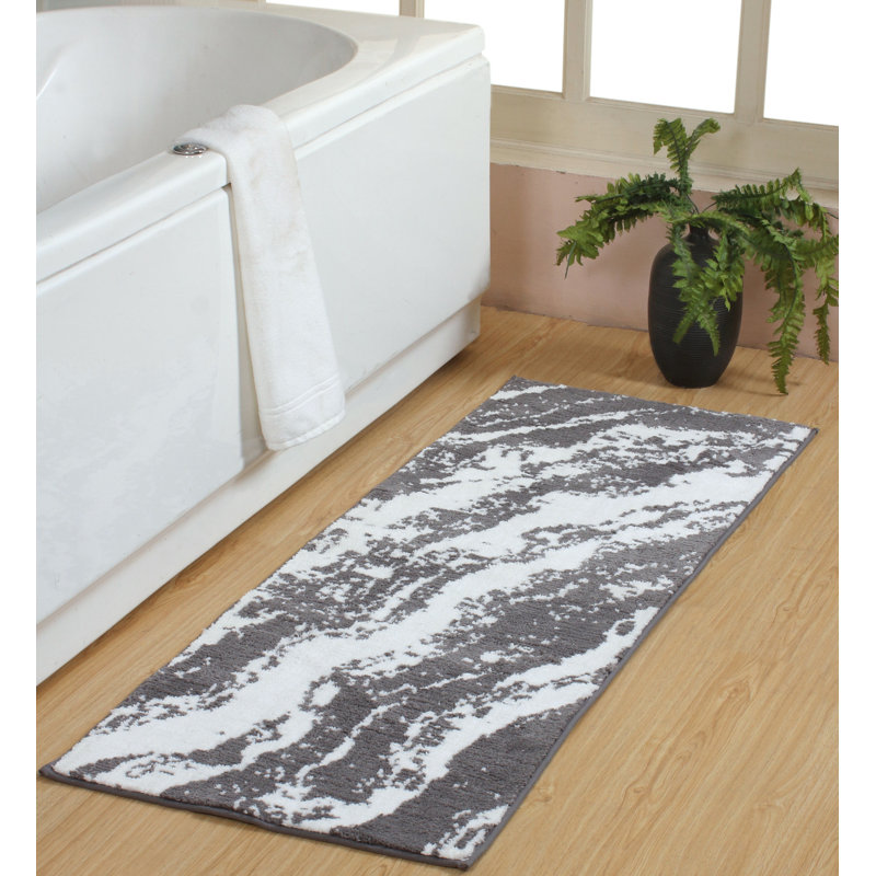Tapis de couloir en marbre 22 po x 60 po Marble, Gris