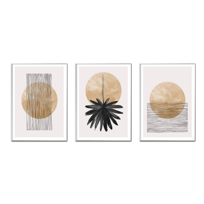 Circular - 3 Piece Single Picture Frame Painting Set on Wood