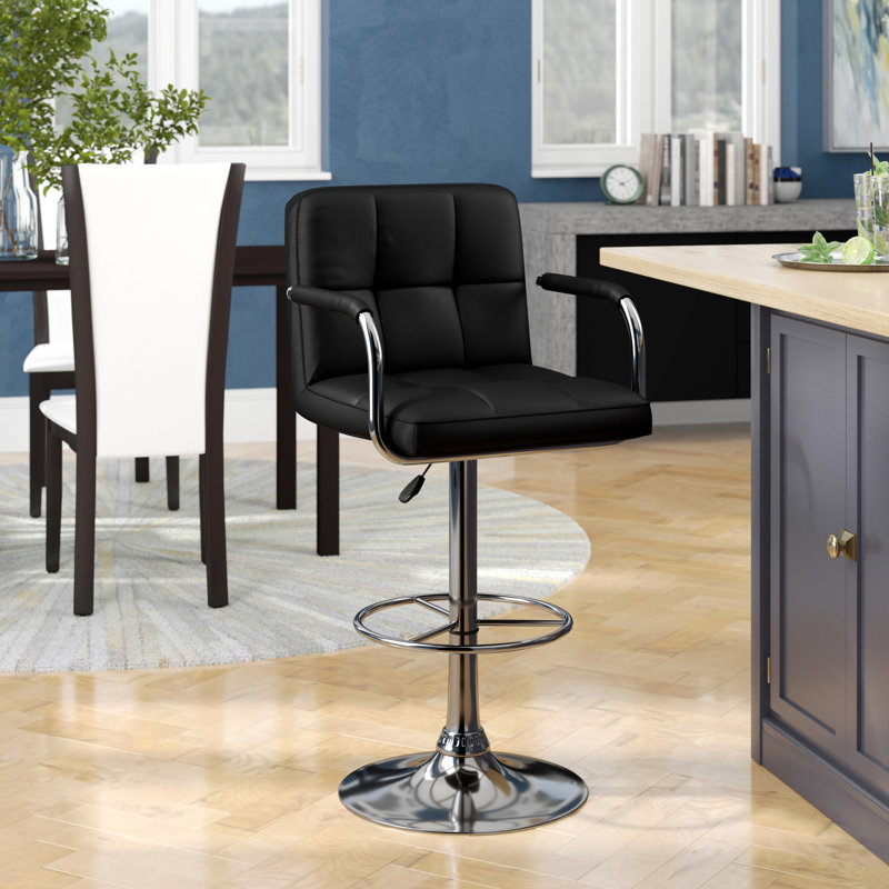 Tabouret de bar pivotant à hauteur réglable Aishvi, Noir