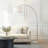 Mason 81" Modern Adjustable LED Arc Floor Lamp with Silver Finish, Fabric Drum Shade, and Weighted Marble Base, Bulb Included-62954051