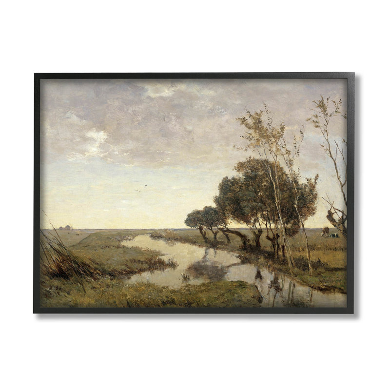 «Classic Stream Animals», art de la giclée par lettres et lignes, H 16 po x l 20 po x P 1,5 po, Giclée encadrée noir minuit