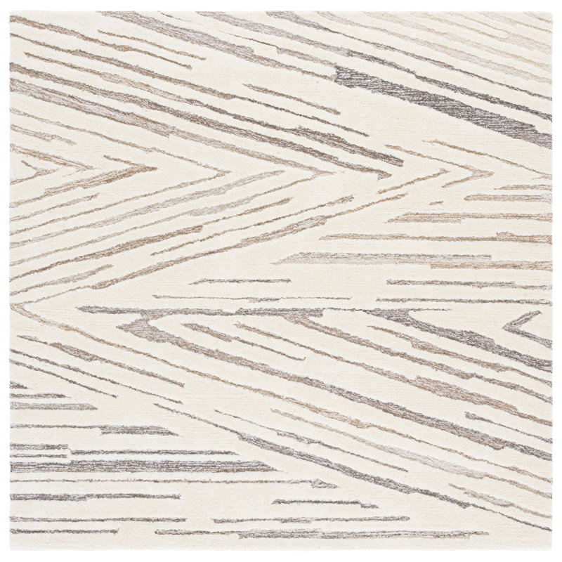Ebony 817 Hand Tufted Wool & Cotton Abstract Rug, Square 6'