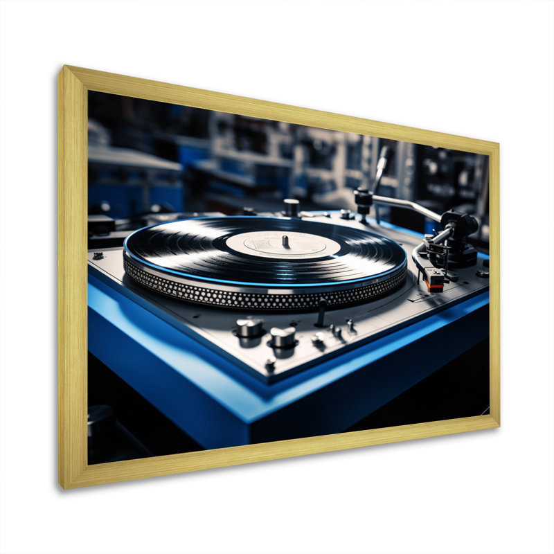 Disques vinyles nostalgie sur toile, Cadre doré à une seule photo, H 34 po x l 44 po x P 1,5 po