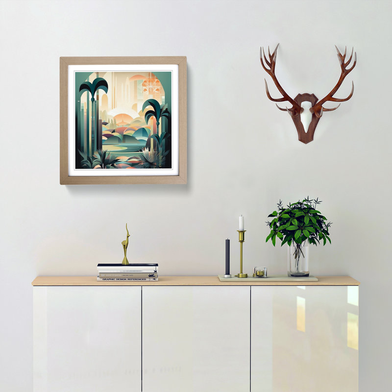 Landscape Art Deco No.3 - Framed Print, Oak