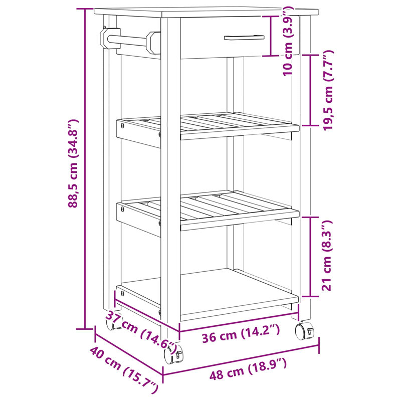 Solid Wood Bar Cart