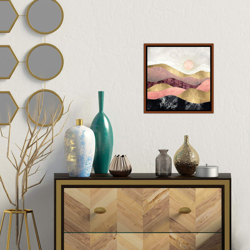« rosé sun » par spacefrog designs-print, Toile avec cadre en bois brun, H 18 po x l 18 po x P 1,5 po