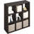 Simple Open Back Cube Storage Organizer, Standing Shelf, 9-Cube, Dark Oak