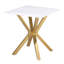Table de bout en acier inoxydable avec plateau en faux marbre doré