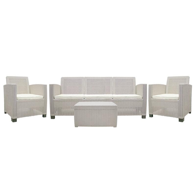 Ensemble de conversation pour canapé 5 personnes - 4 pièces avec coussins taupe, Beige