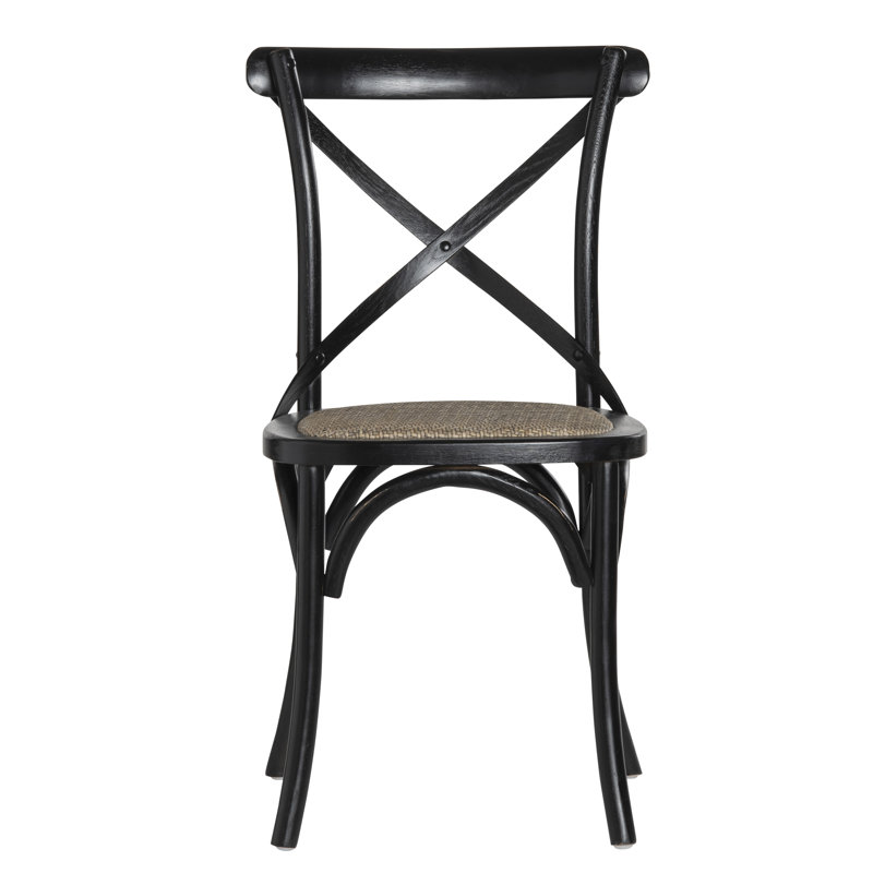 Distressed Black Cross-Back Chair