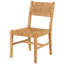 Chaise en bois de teck brun clair faite à la main avec assise en feuille de bananier tissée