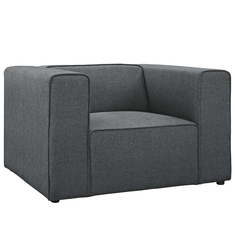 Mingle Upholstered Armchair, Gray Performance Velvet