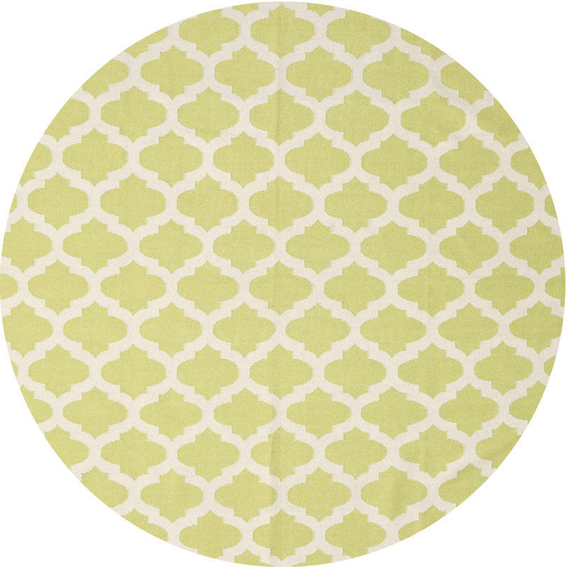Tapis de zone jaune clair contemporain, Rond 5 pi