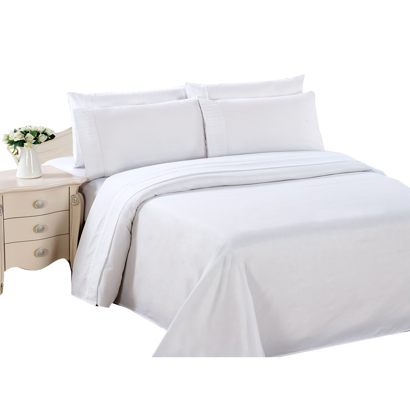Ensemble de housse de couette avec 2 taies d'oreiller en rayonne de bambou toutes saisons 3 pièces Marina, Blanc