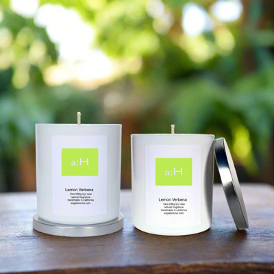 A:H Lemon Verbena Scented Tumbler Candle with Glass Holder