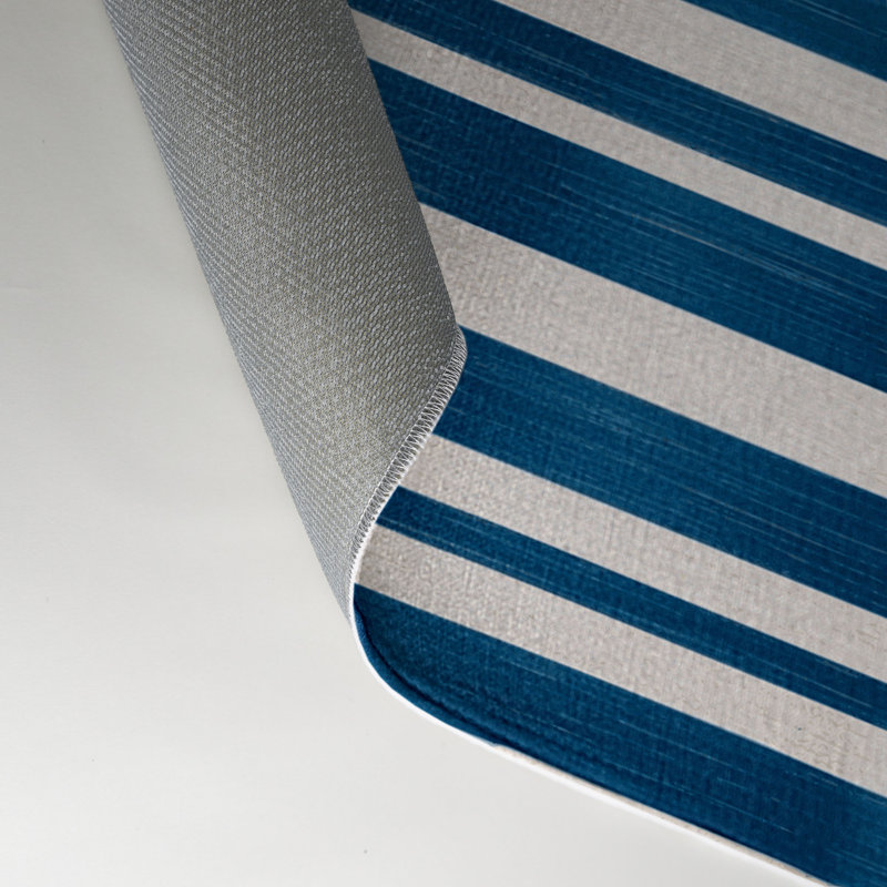 Tapis intérieur / extérieur bleu HorizontalStripes, Rectangulaire 3 pi x 5 pi