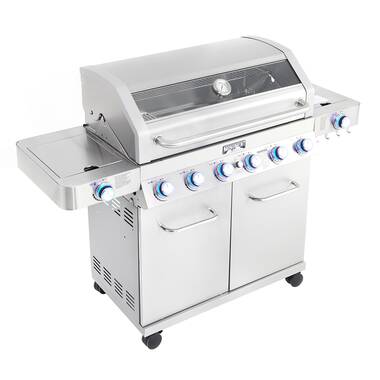 25392 – 4-Burner Propane Grill in Stainless w/ LED Controls & Side Burner –  Monument Grills