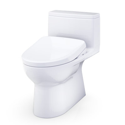 TOTO Redington 1G WASHLET+ S7 One-Piece Elongated 1.0 GPF Universal Height Toilet with CEFIONTECT, Cotton White - MW6724726CUFG#01