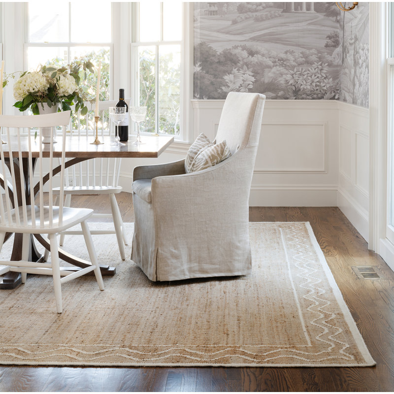 Geometric Handmade Flatweave Jute/Wool Area Rug in Natural, Rectangle 9' x 12'