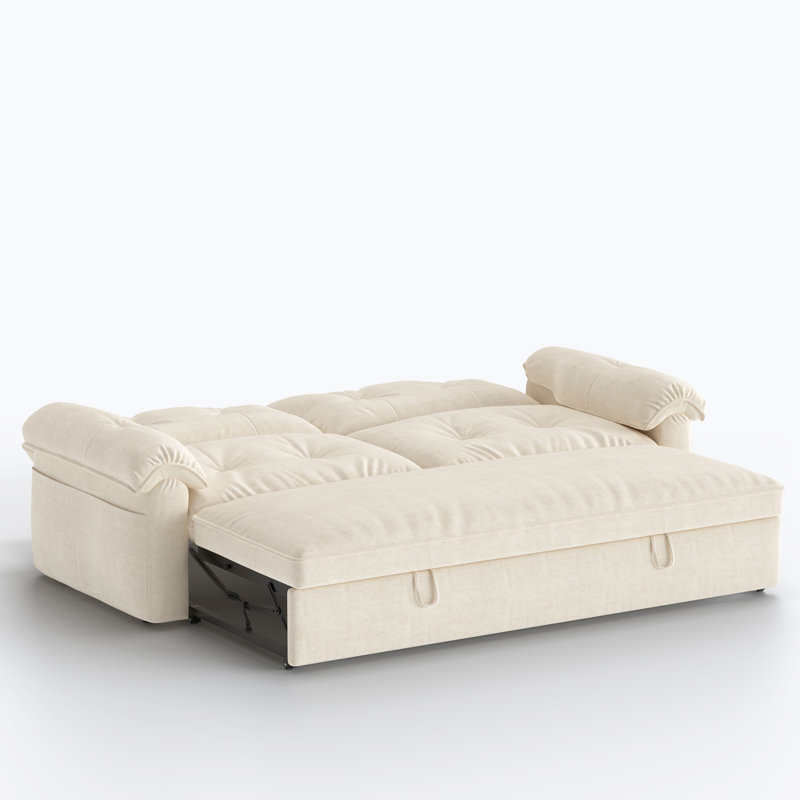 Canapé-lit convertible 70,9 po de style moderne, lit escamotable 3-en-1 avec coussins capitonnés Biscuit et accoudoirs rembourrés pour les petits espaces