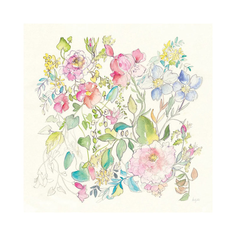 Cottage Blooms by Kristy Rice - Wrapped Canvas Painting, 30.48 cm H x 30.48 cm W