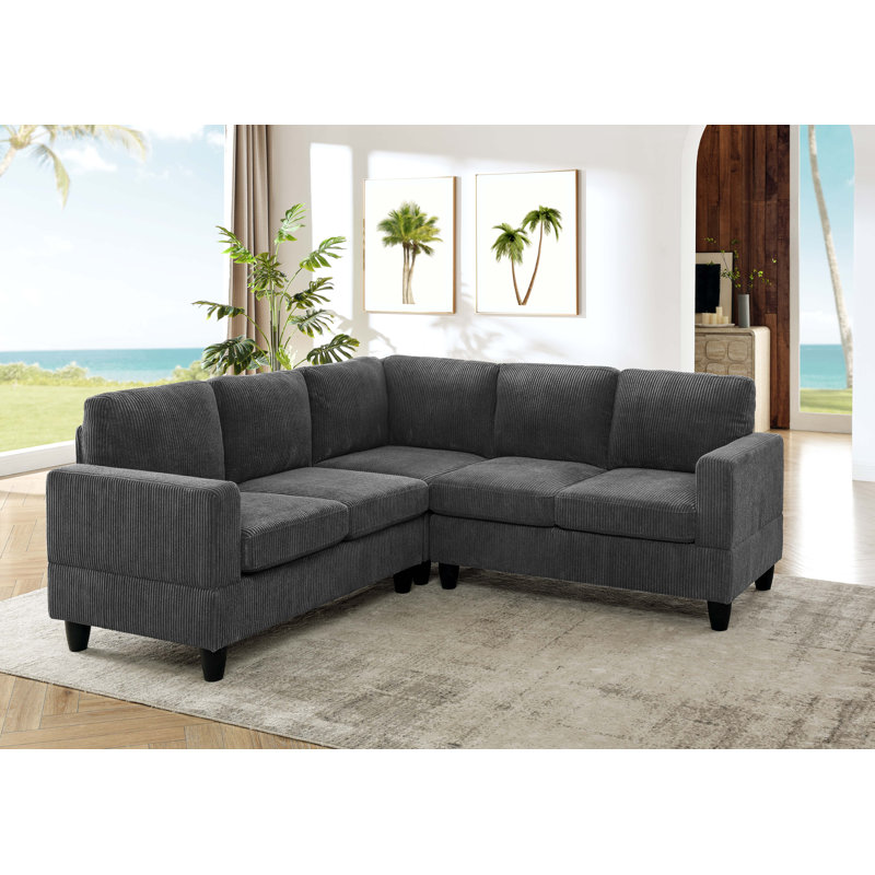 Canapé modulaire Lichwood , Velours côtelé gris foncé