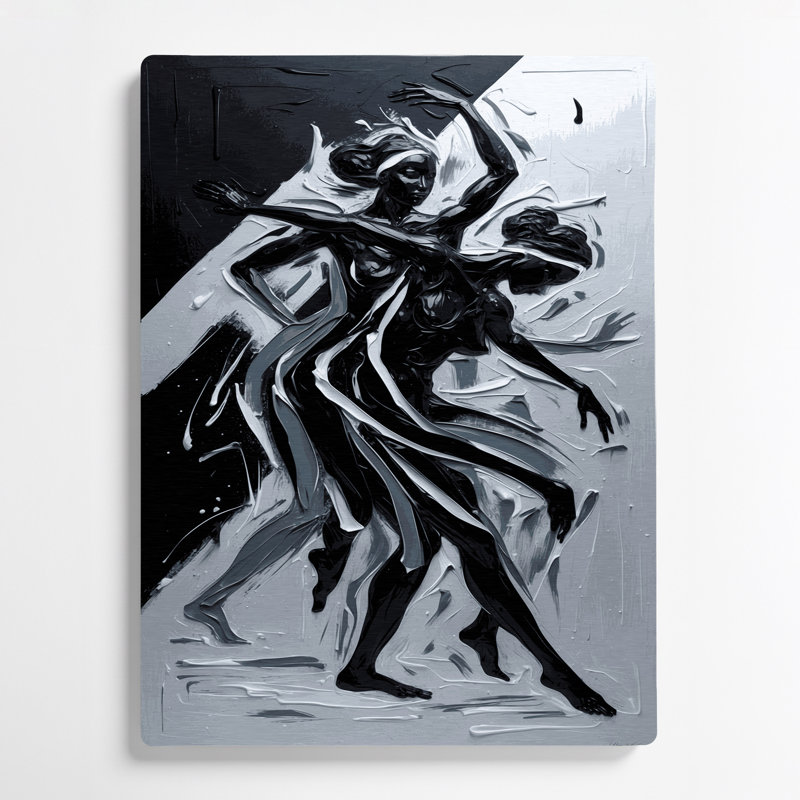Abstrait art figuratif gris en métal 60, H 20 po x l 30 po