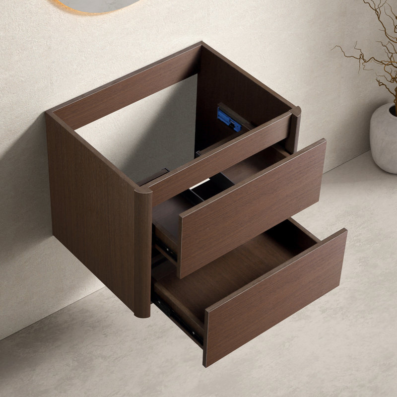 Meuble-lavabo moderne pour salle de bain, bois brun noir, conception peu encombrante