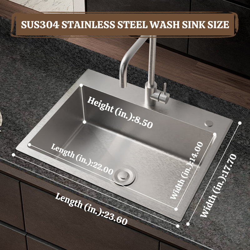 23.6'' L Single Bowl Kitchen Sink