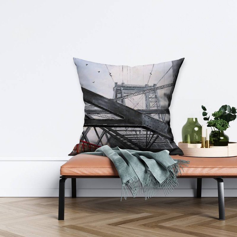 Bridge architecture - 26"x26" Throw pillow - Poly twill - Print on demand, Polyester/Polyfill