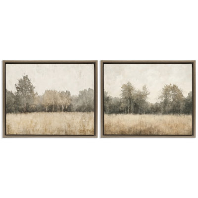 Woodland Watercolor Field 2pc Floating Frame Set, design by Mona Grace