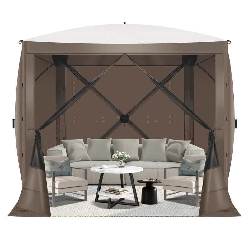 6FTx6FT Screen Room with Sidewalls and Mosquito Netting, Brown