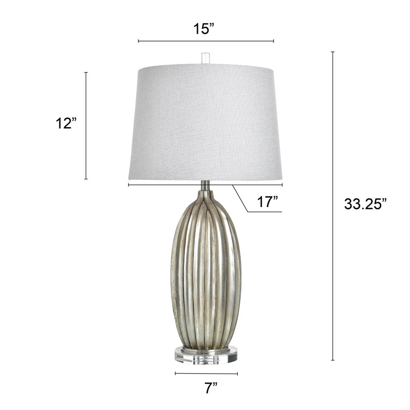 Poly Table Lamp - Laslo Silver - White Shade