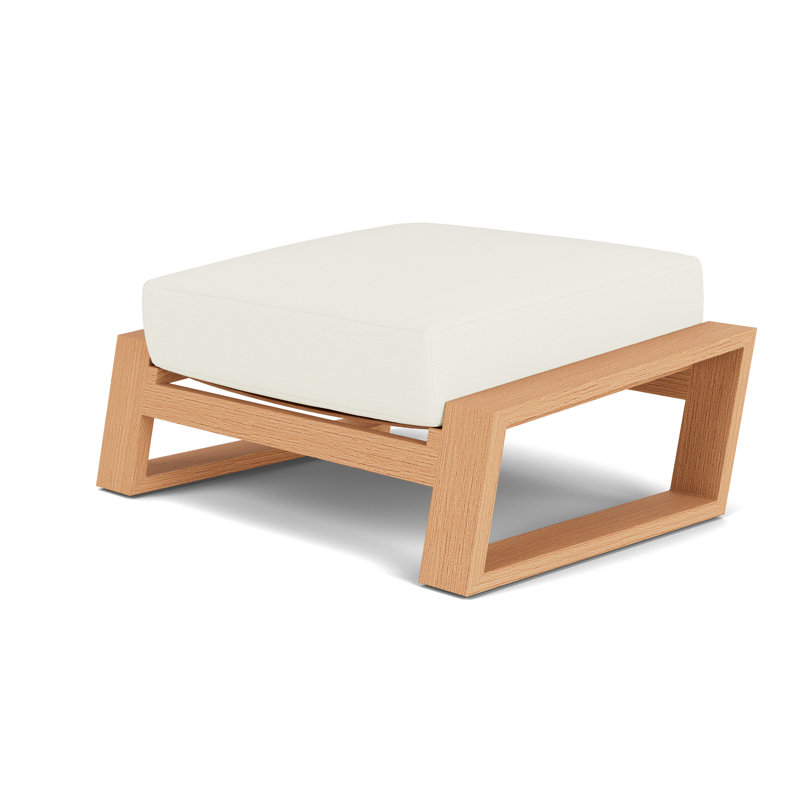 Pursuit Rectangle Outdoor Ottoman Patio Ottoman, Sailcloth Salt
