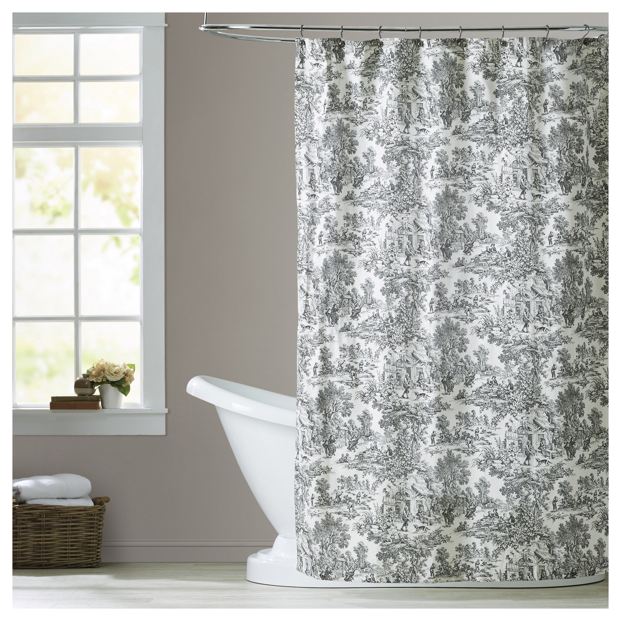 Amelie Cotton Shower Curtain, Black
