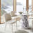 Modern Round Dining Table Set For 4 With Upholstered Dining Chairs,Marble-Look Pedestal Kitchen Table Set-1997734663