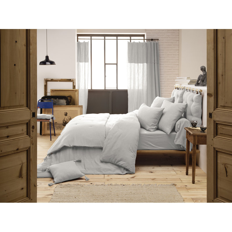 Knopp Cotton Solid Colour Duvet Cover, Light Grey, Super King Duvet Cover