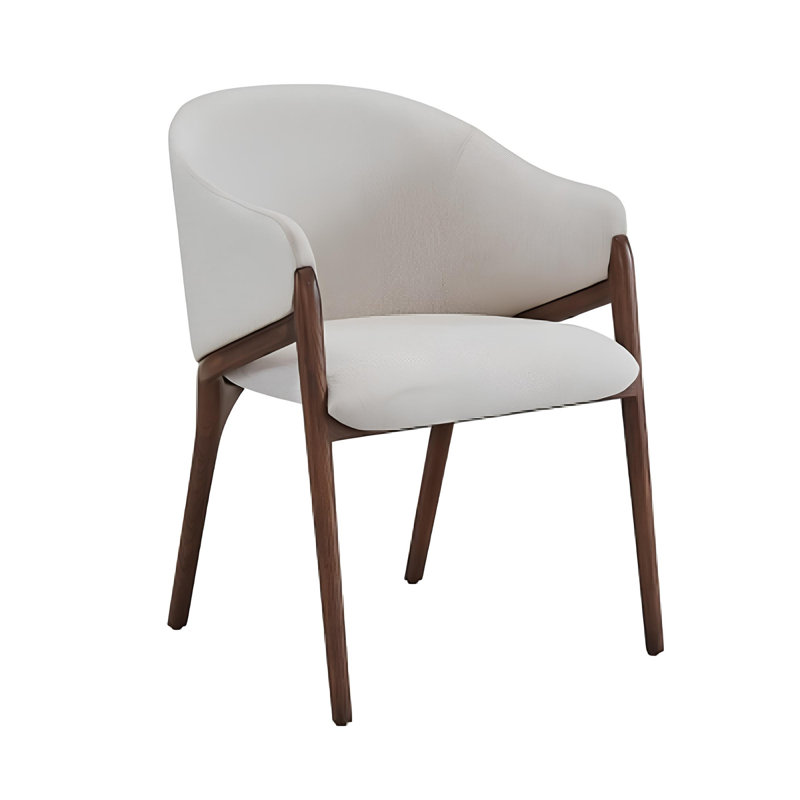Fauteuil de salle à manger rembourré en tissu crème et brun