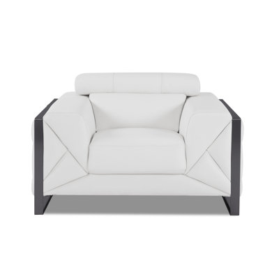 White Genuine Leather Chair with Adjustable Headrests