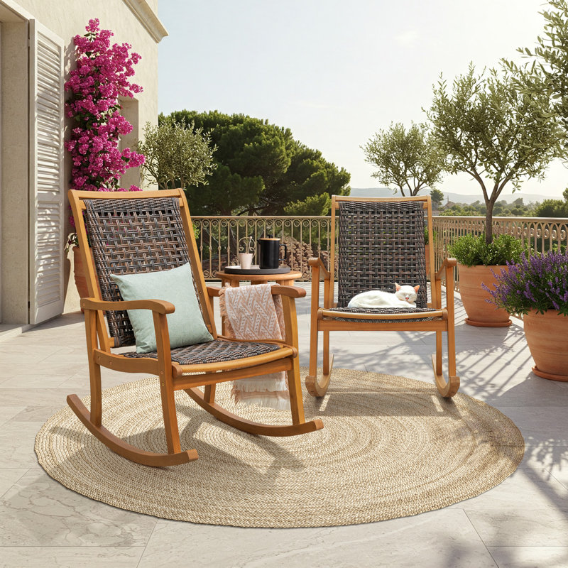 Eucalyptus Solid Wood 400 - Person Patio Conversation Set with Cushions