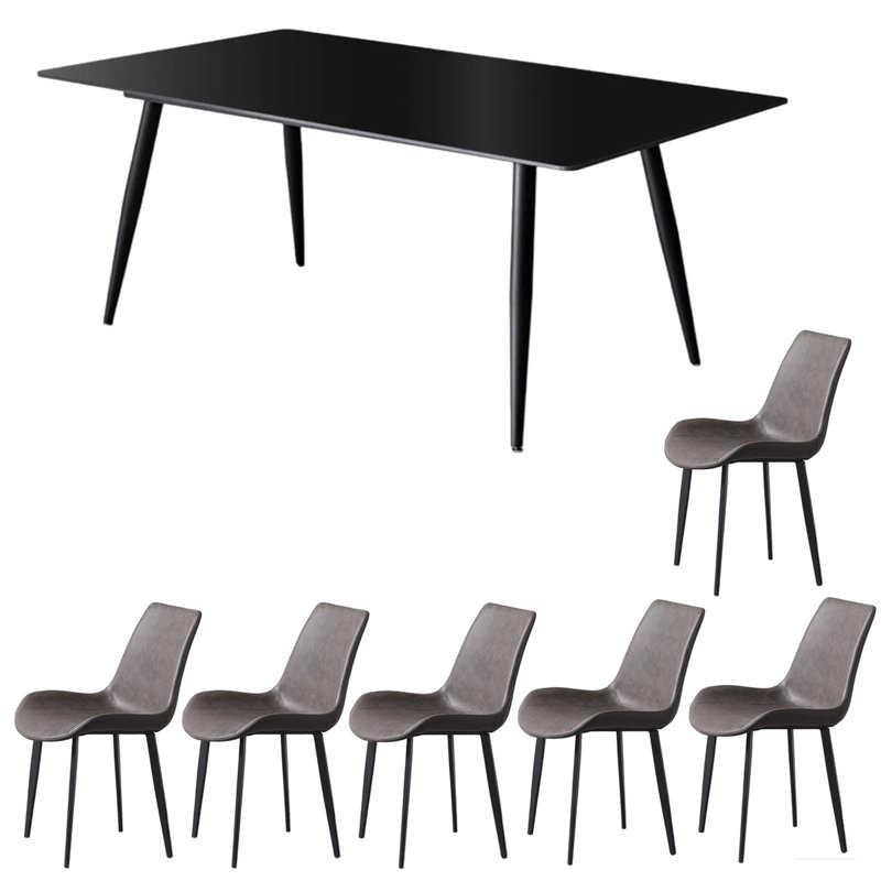 Table de salle à manger moderne en pierre noire minimaliste moderne, H 29,53 po x L 70,87 po x l 31,5 po