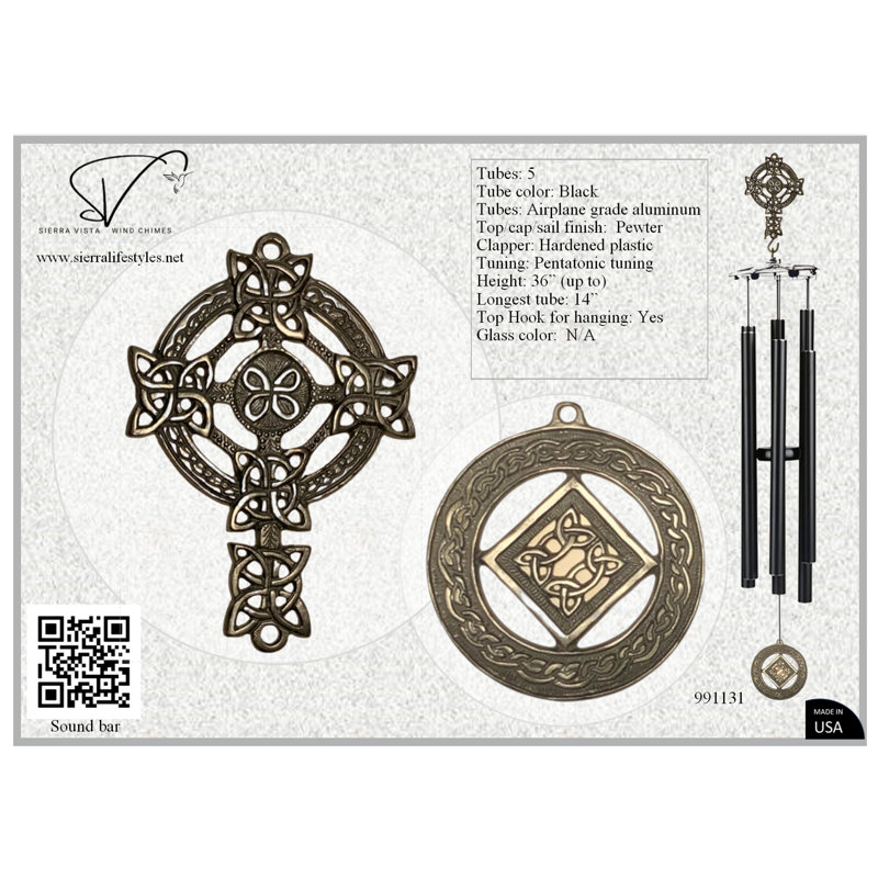 36 po croix / celtique - tube, Noir
