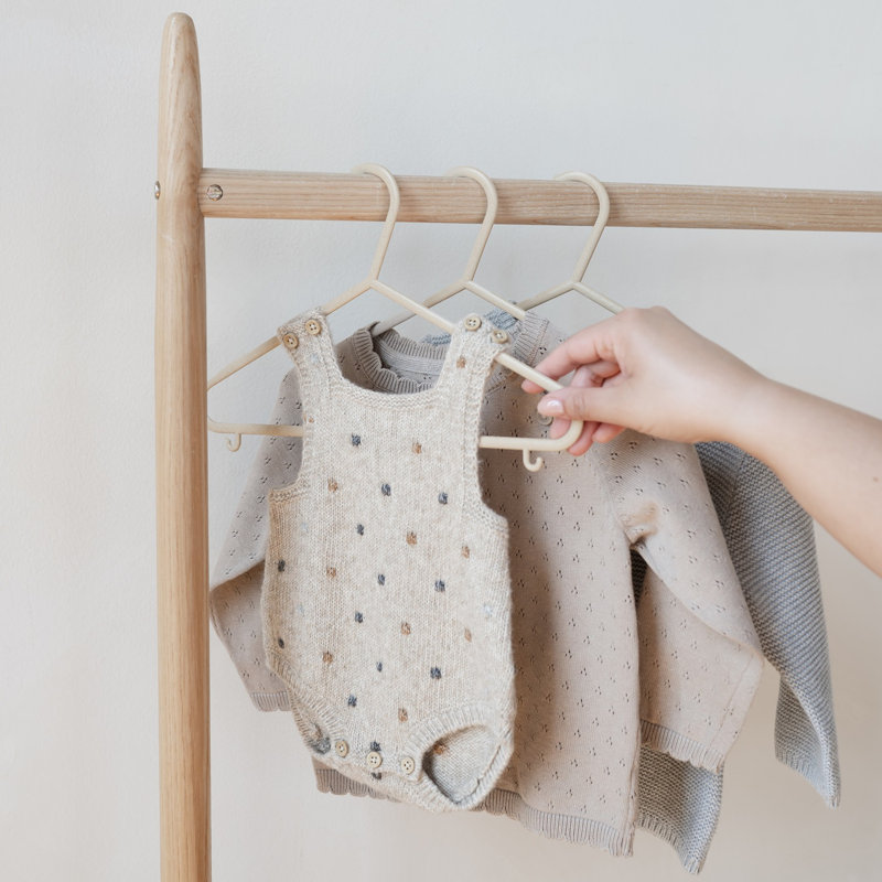 Eco-Friendly Wheat Straw Beige Children's Clothes Hangers, Pack of 30