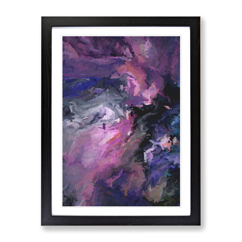 Moving With The Night Abstract - Single Picture Frame Painting, Black, 64cm H x 46cm W x 2cm D