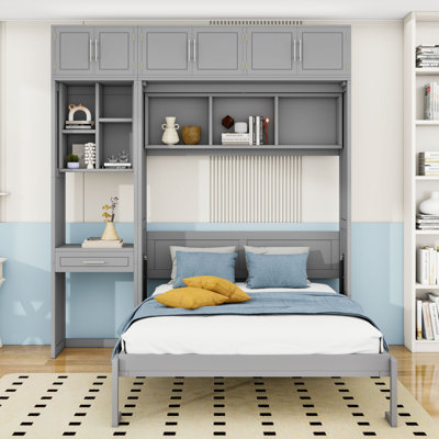 Murphy Bed with Built-In Desk and Shelves