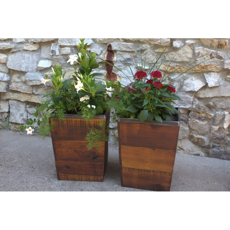 Campton Handmade Wood Planter Box, Mocha, 17" H x 14" W x 14" D