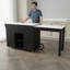 Îlot de cuisine avec table de salle à manger extensible, comptoir en marbre et chariot de rangement mobile avec prises de courant intégrées-1548307632